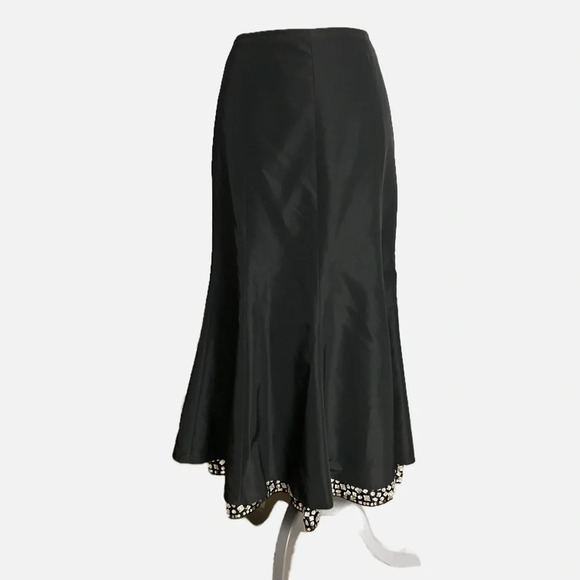 Spanner Midi Maxi Skirt Bedazzled Crystal Hemline Size 6 Black Sequins Tulip New - Picture 8 of 8